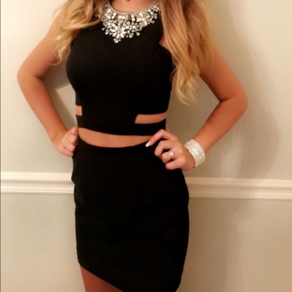 Alyce Paris Homecoming Prom Dress Black 2 piece